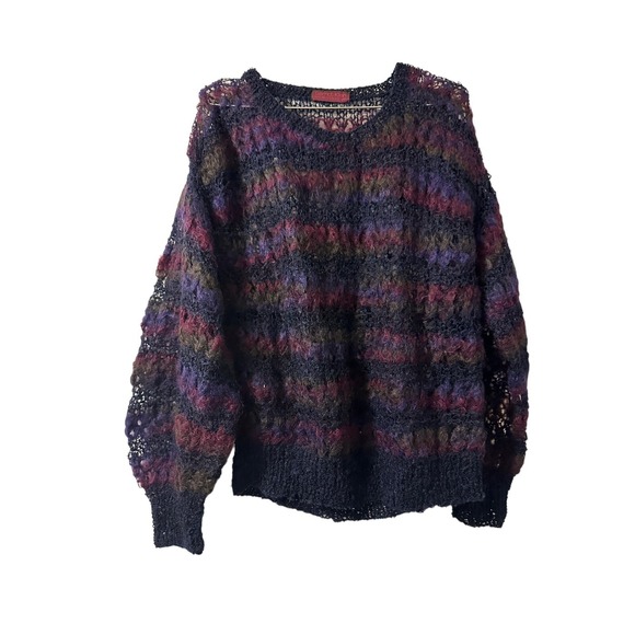 Bernat Klein Multicolor Hand Knit In Scotland Mohair Blend Sweater Fits Large
